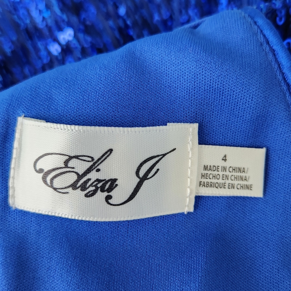 Eliza J Blue Sequin Halter Midi Dress - Picture 8 of 9
